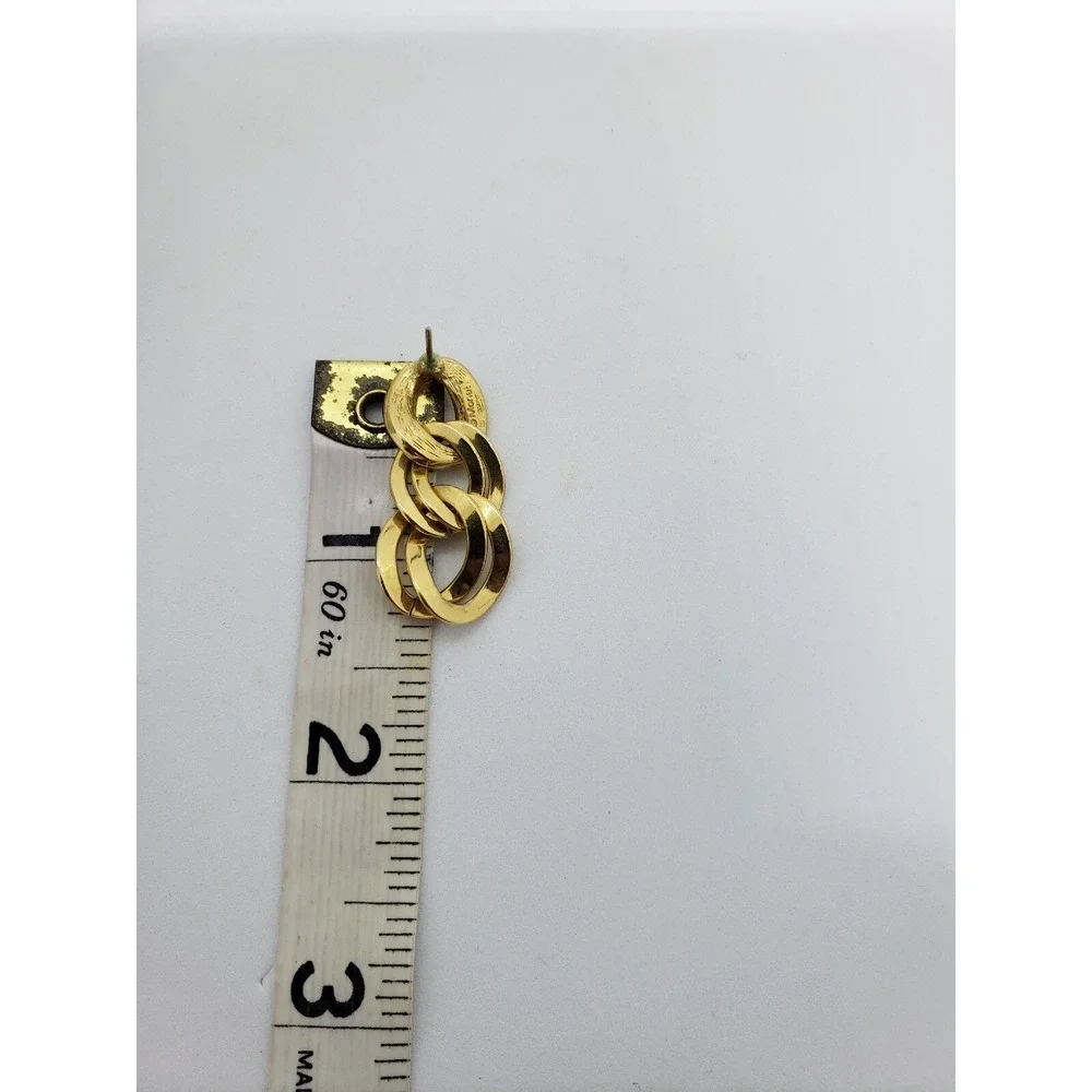 Monet Signed Gold Tone Chained link Dangle Drop Stud Earrings‎ Jewelry